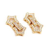 Conector de Estrella Redondo de Brasso y Zirconio de 18K Oro Accesorios de Joyería DIY para Collares y Pulseras Hecho en China - details 10