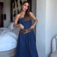 Vestido de moda con hombros descubiertos para mujer, Vestidos largos ajustados sin mangas con espalda descubierta de mezclilla para mujer, Vestidos de primavera y verano 2025 para mujer - details 15