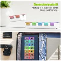 Pastillero-2 Tomas semanales en Español, Pequeño Organizador de Medicamentos, 7 días diarios con 14 Compartimentos, Multicolor - details 4
