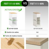 Auxiliares para Salón Mesilla de Noche Estrecha para Dormitorio con 1 Cajón y 1 Compartimento Abierto Blanco y Madera 20 x 35 x 60 cm FBT111-WNx2 ES - details 16
