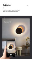 Lámpara de pared moderna nórdica TOMAX - Diseño redondo Eclipse para dormitorio, sala de estar y pasillo |   Iluminación ambiental artística con garantía de 1 año - details 7