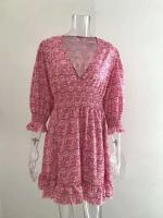 Nuevo Jersey de cintura de longitud media, vestido de manga corta con estampado bohemio - details 11