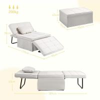 Sofá cama 3 en 1 individual tapizado en lino, sillón reclinable en 5 posiciones, silla de dormir convertible, reposapiés con reposacabezas para salón, carga 200 kg, 95x189x43 cm, gris - details 19