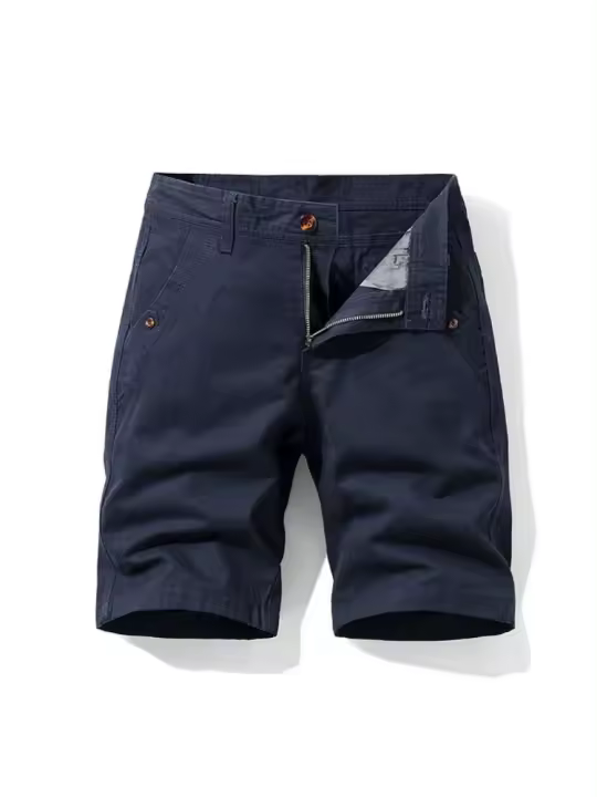 Novedad de verano, pantalones Cargo 100% algodón para hombre, moda de Color sólido, múltiples bolsillos, pantalones cortos sueltos de marca informal para hombre - 1