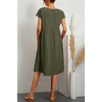 Vestido de Mujer de Moda de Verano 2025, Algodón Lino, Cuello Redondo y Corte en A. - details 5