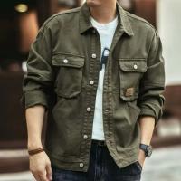 Chaqueta de mezclilla para hombre, holgada, con solapa retro americana, moda informal, ropa de abrigo para primavera y otoño - details 0