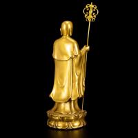 Adorno de latón pequeño que presenta bronce haciendo grandes deseos estatua de Buda de pie Ksitigarbha Bodhisattva de gran tamaño - details 1
