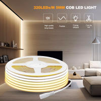 Tira de luces LED COB Superfina, cinta suave y Flexible de 5mm, 320LED/m, cc 12V, barra de luz roja, verde, azul, blanco frío y cálido para iluminación de decoración - details 2