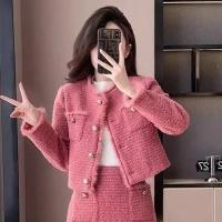 Otoño/Invierno nuevo conjunto elegante de dos piezas: chaqueta y falda de lana elegantes y gruesas, traje de dama sofisticado gran oferta - details 9
