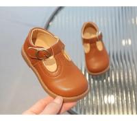Zapatos de cuero con correa en T para niños, zapatos de princesa para niñas, zapatos planos transpirables para niños, negro, marrón, bebés pequeños, primavera y otoño - details 0