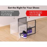 Cajas de almacenamiento de zapatos extragrandes, de plástico transparente, apilables, paquete de 12, zapatero y sustituto, contenedores de tenis, contenedores organizadores de almacenamiento de - details 1