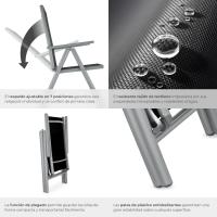 Juego de Sillas de Jardín Exterior de Aluminio 2 Piezas, Con Ruedas, Resalto Ajustable, Resistente a la Intemperie, Transpirable, Limpieza Fácil - details 18