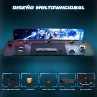 Mesa de Juegos Gamer Z Ergonómica Fibra de Carbono Negro 120 x 60 cm Ideal para Ordenador con Soporte para Auriculares - details 19