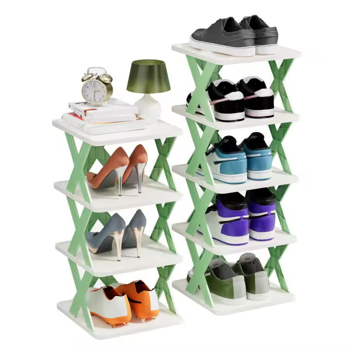 Zapatero de plástico de 9 niveles que ahorra espacio, plegable y desmontable para el hogar, dormitorios y oficinas, organizador apilable - 1