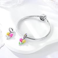 Dijes de la serie Floral en plata de ley 100% auténtica para mujer, joyería fina, pulsera y brazaletes de cumpleaños, material: metal principal - details 37