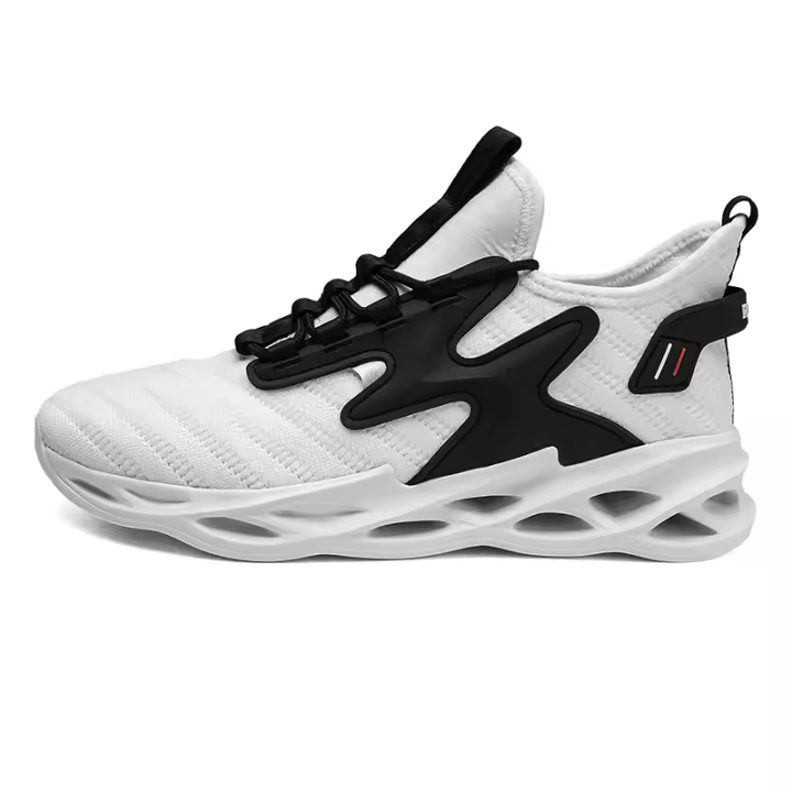 Zapatillas de correr con cordones para hombre, zapatos informales para caminar al aire libre, gimnasio, color blanco - 1