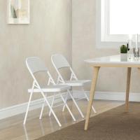 Juego de 2 Sillas Plegables Sillas Abatibles con Respaldo y Estructura de Acero para Salón Oficina Estudio 45x46x78 cm Blanco - details 6