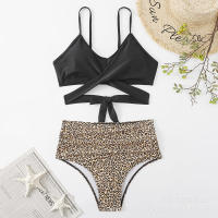 Bikini de dos piezas de cintura alta con estampado de leopardo, traje de baño sexy para mujer - details 38