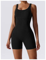 Mono de Yoga sin costuras para mujer, ropa deportiva acanalada con cuello cuadrado, sin mangas, una pieza - details 12