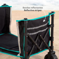 Aktive - carro playa plegable, carro transporte con ruedas grandes 360°, carro jardín compacto, estructura acero, tejido poliéster, 70x45x95 cm, carga 60 kg, bolsillo interior, bandas reflectantes, carro carga plegable - details 6