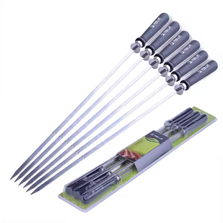 Brochetas de Barbacoa de Acero Inoxidable Resistentes Herramientas para Asar Hot Dogs, Carne de Pez, Verduras Accesorios de BBQ al Aire Libre y Jardín - 1