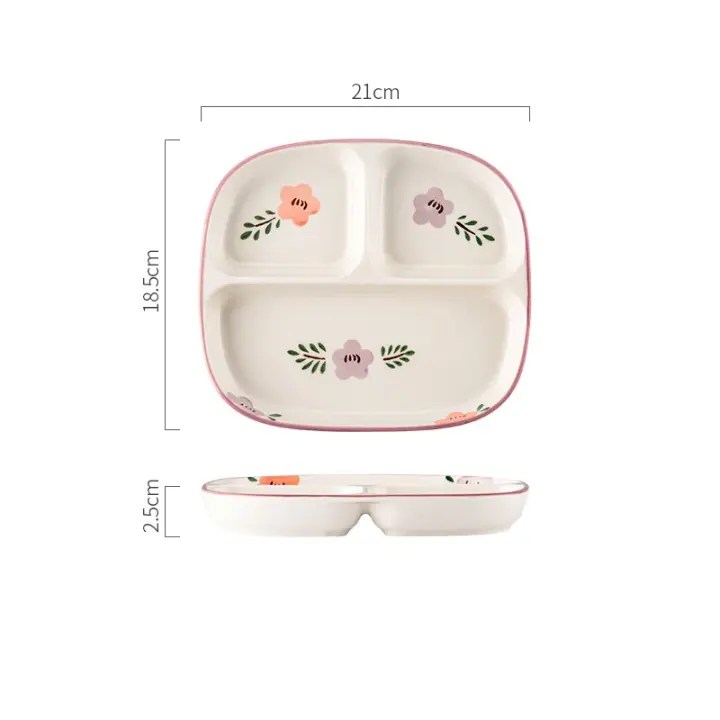 Ceramic Portion Control Diet Plate Divided Dessert Snack Serving Dish Platter for Balanced Meal Food Separator Appetizer Tray - 1