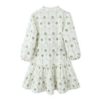 TRAFZA-vestido plisado de manga corta para Mujer, ropa informal con estampado de lazo, elegante, estilo bohemio, con cuello en V, para verano - details 2