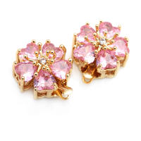 4 juegos de collares de flores de latón y circonita de Color dorado de 18K, cierres de conexión, suministros para hacer joyas Diy, accesorios para mujer - details 18