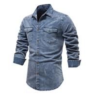 Camisas vaqueras para hombre, camisas desgastadas lavadas de calidad, talla europea, otoño e invierno, 2024 - details 5