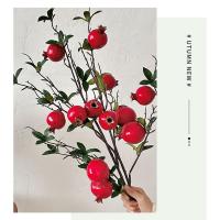 Simulación de Granada Artificial, rama larga, fruta de Granada, 7 cabezas, frutas artificiales, flores, frutas falsas, árbol bonsái - details 2