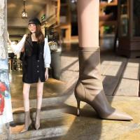 Tacones Mujer's New Rubber zapatos cortos 2024 Otoño e Invierno botines de Mujer de tacón alto negros de lujo - details 9
