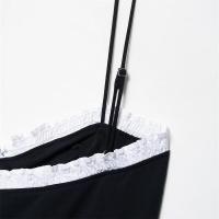Vestido corto de corte A con material de lazo Forro de poliéster sin mangas - details 9