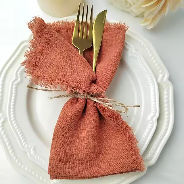 Elegante Pañuelos de Gasa de Algodón Retro 20 Pcs Lineno Burr para Boda, Fiesta, Comedor Diario - 1