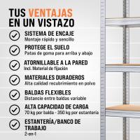 Estanterías Metálicas 5 Niveles Almacenamiento 170x75x30cm Carga máxima de 350kg Metal galvanizado - details 8