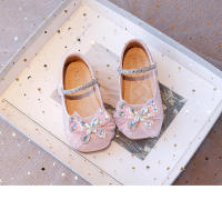 Zapatos de cuero para niñas pequeñas, calzado informal con encaje de mariposa, Princesa de cristal, dulce y Chic, planos y suaves para fiesta - details 7