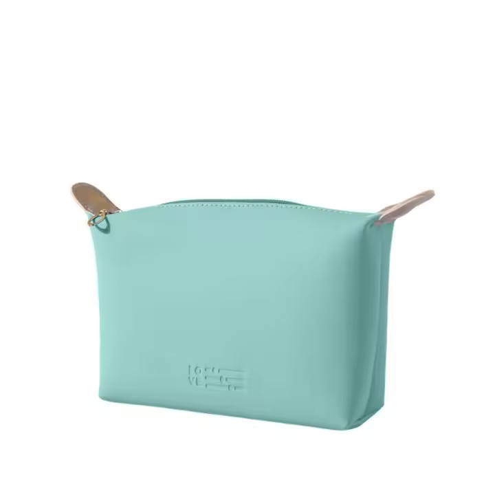 Bolso creativo de PU para cosméticos, bolsa de aseo impermeable de gran capacidad, práctica bolsa de maquillaje de Color sólido, organizador de viaje - 1