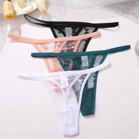 Tanga de encaje sexy para mujer, tanga calada de cintura baja, ropa interior transparente sin costuras con espalda en T, bragas íntimas sólidas - details 12