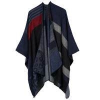 Chal Retro para mujer, capa de Poncho abierta frontal, Cárdigan para otoño e invierno, manta cálida y versátil, capa gruesa de punto de doble cara - details 4