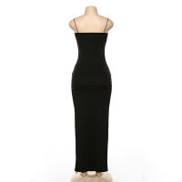 BUNO-rojo negro Año nuevo fiesta de Navidad vestidos largos mujeres primavera básico ceñido al cuerpo con cordones estiramiento vestidos midi ajustados femme - details 13