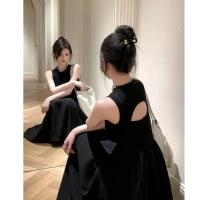 Vestido largo por debajo de la rodilla a la moda, vestidos negros Vintage con espalda descubierta y corte calado, Vestido de mujer de una pieza para verano 2024 - details 4