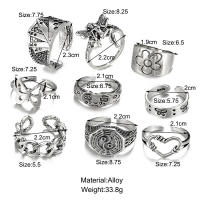 Conjunto de anillos de billar de póker de color plateado Vintage Punk para mujer Anillos de corazón gótico Hip Hop Y2k joyería de regalo masculina de moda coreana - details 5