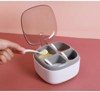 Caja de alimentación de cuatro grados artículos de cocina color crash tapa transparente con cuchara tipo de prensa condimento caja poner sal MSG condimento - details 2