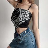 Camiseta sin mangas de verano, camiseta sin mangas ajustada con estampado retro y cuello cuadrado, camiseta para mujer - details 5