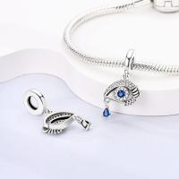 Pulsera de plata de ley 925 para mujer, amuleto de ojo místico, colgante con cuentas, Serie B, Ojo de zafiro, regalo nuevo, 2024 - details 2