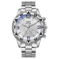 Reloj de pulsera clásico de lujo para hombre, Esfera Grande, tira de acero de aleación, luz azul, tres ojos, reloj de cuarzo - details 5