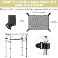 Mesa de Camping Plegable Portátil 60x40x25.4/49/67cm Altura Ajustable Impermeable Negro - details 20