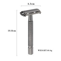 Navaja de Afeitar Ajustable de Doble Cara para Eliminación de Vello Negro y Dorado Seguro para Barberos Manual - details 0