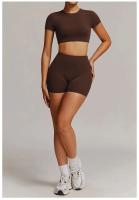 Conjunto de Gimnasio Yoga UDS para Mujeres Ropa de Entrenamiento de Manga Corta, Camisón Largo, Monos de Camping PIESS, Shorts de Correr - details 2