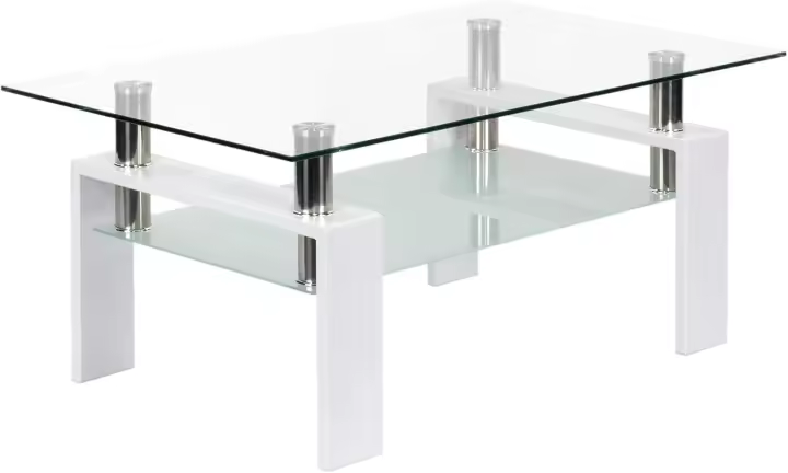 Mesa de Centro Porter Moderna con Tapa de Cristal Transparente y Base de Metal Negro (100x60 cm) - 1