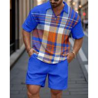 Conjunto de camisa y pantalones cortos con cremallera de un cuarto y cuello vuelto para hombre de tendencia de verano - details 8